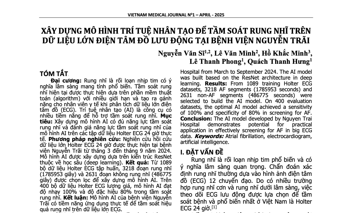 Nghiên cứu AI rung nhĩ Holter ECG